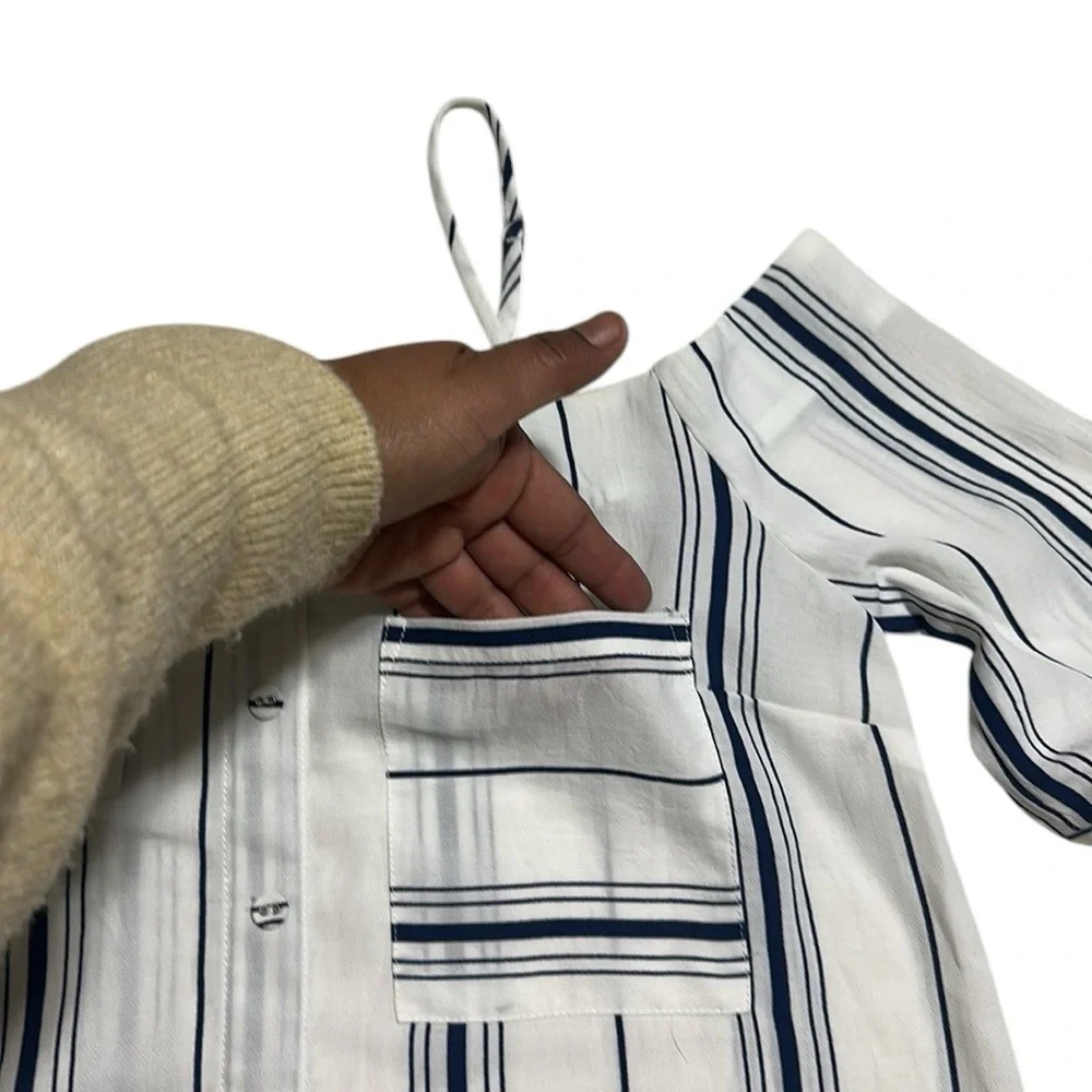 J.O.A. NWT blouse off-the-shoulder spaghetti stripes striped pattern. Size S